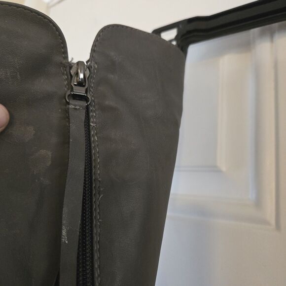 Vanity Gray Studded Rhinestone Knee High Boots Heeled Size 8.5 Alla VT - Picture 12 of 15